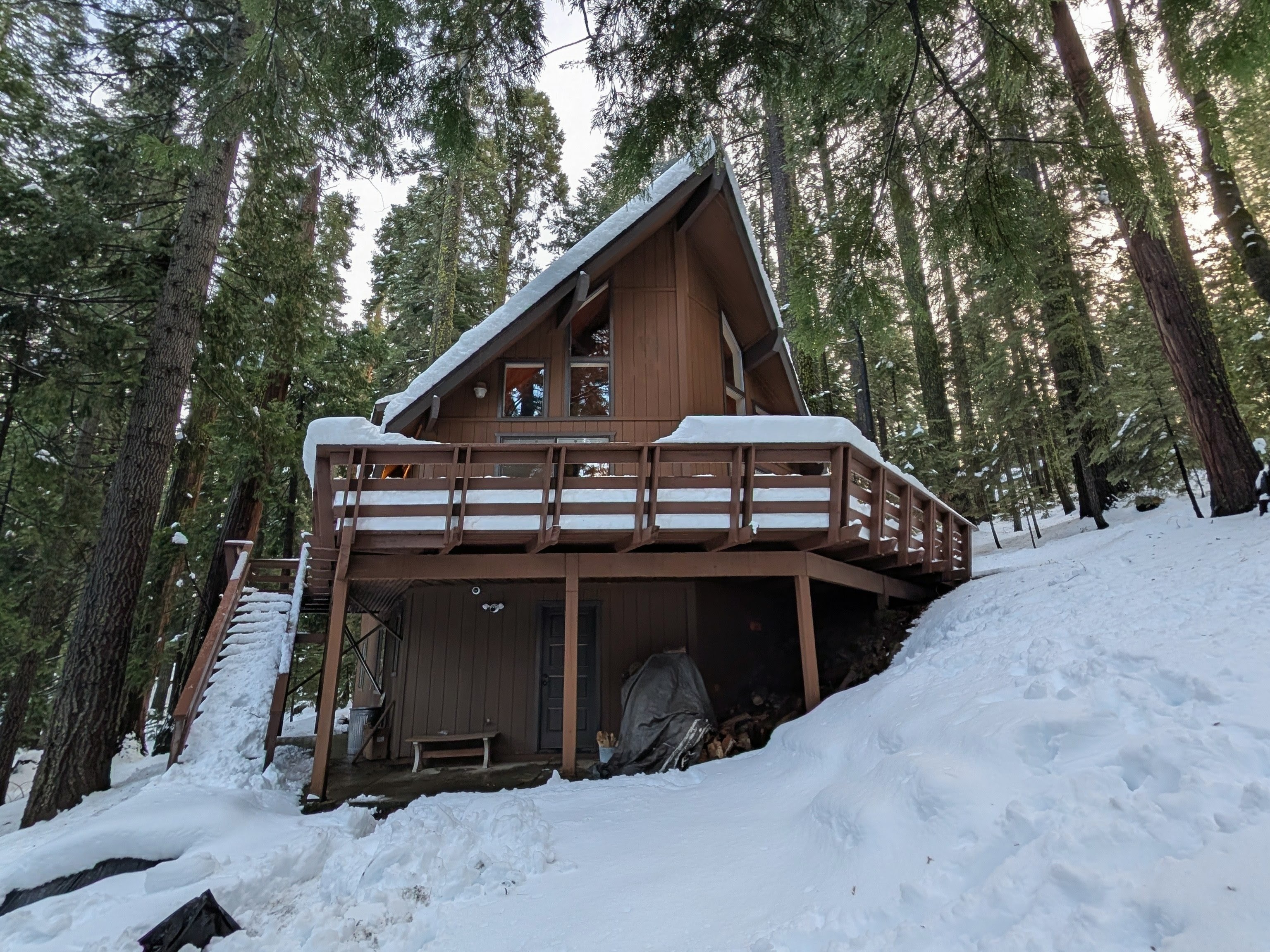 Chalet Front View in Winter